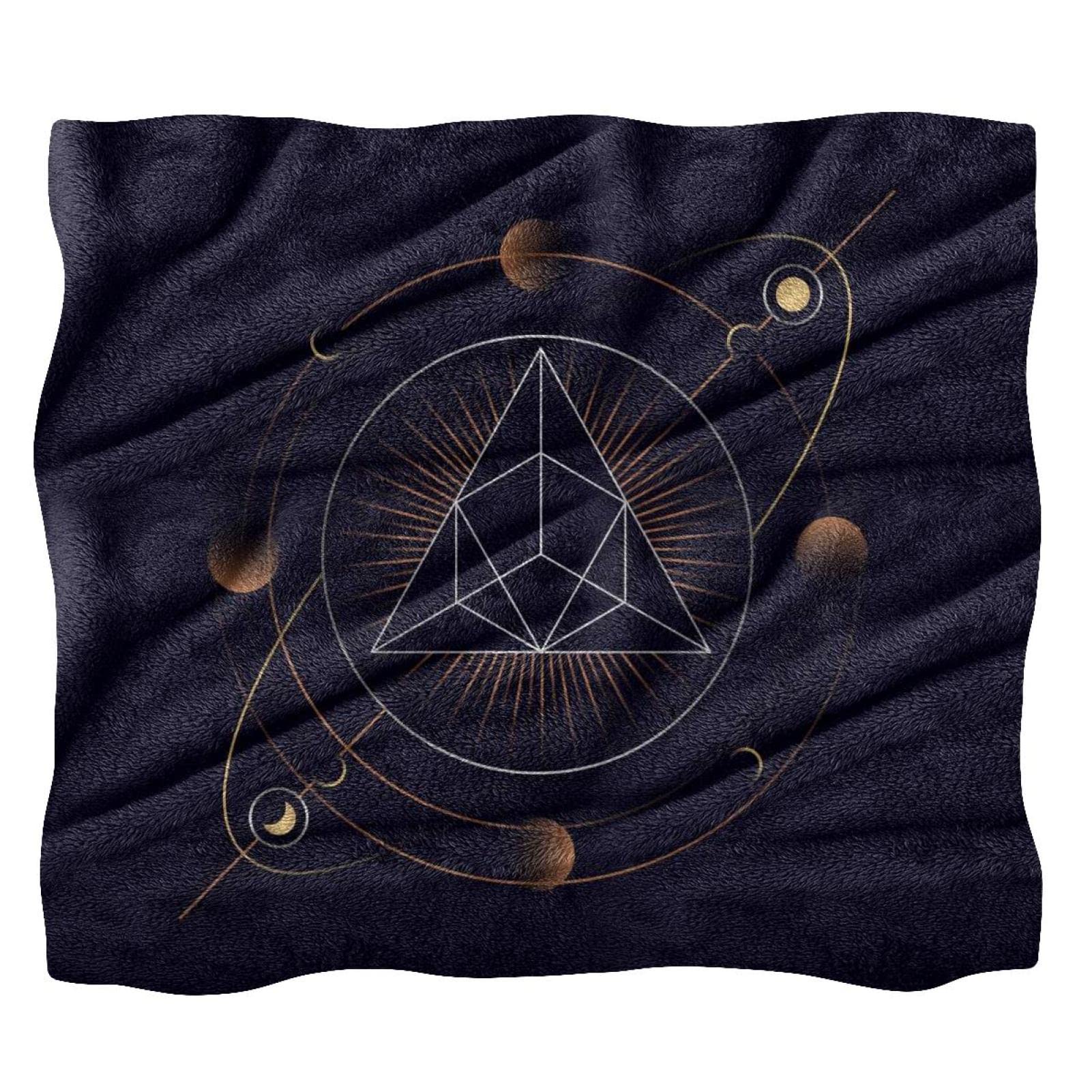 Couverture polaire douce pour lit motif carte astrologique et géométrique