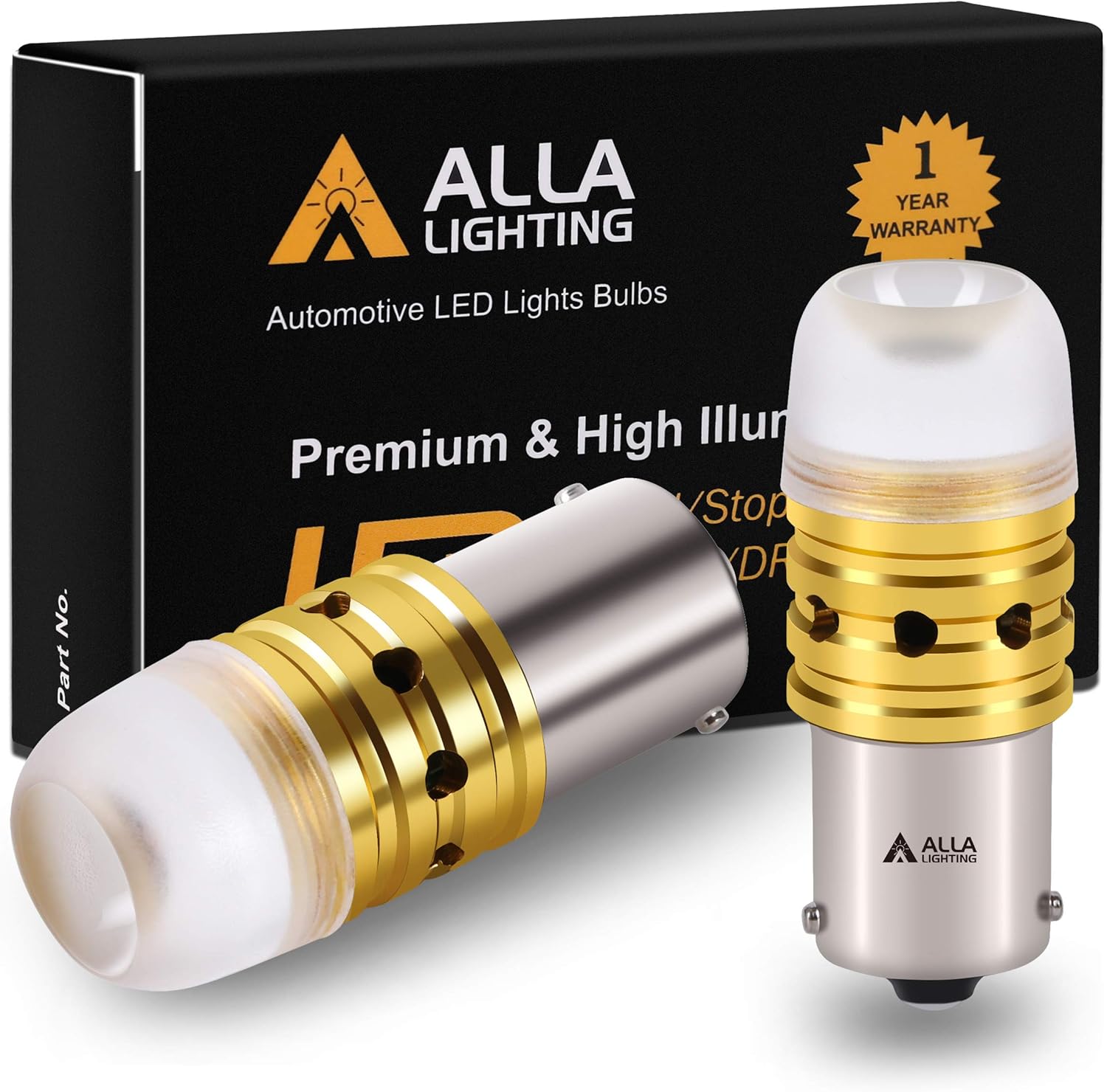Alla Lighting BA15S 7506 1156 LED Bulbs Xtreme Super Bright 2525 20W SMD, Turn Signal Lights Replacement 1156NA 1156A 1141A 3497 CE6 CE8 97A Amber Yellow
