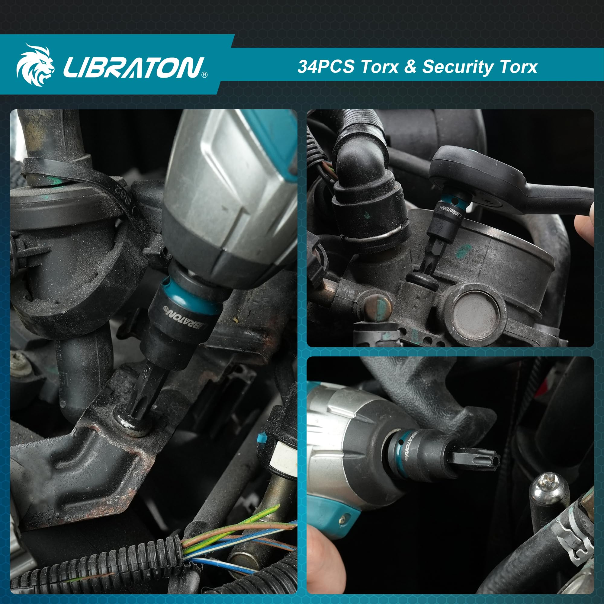 LIBRATON Set d'Embouts Torx à Choc 34 Pièces