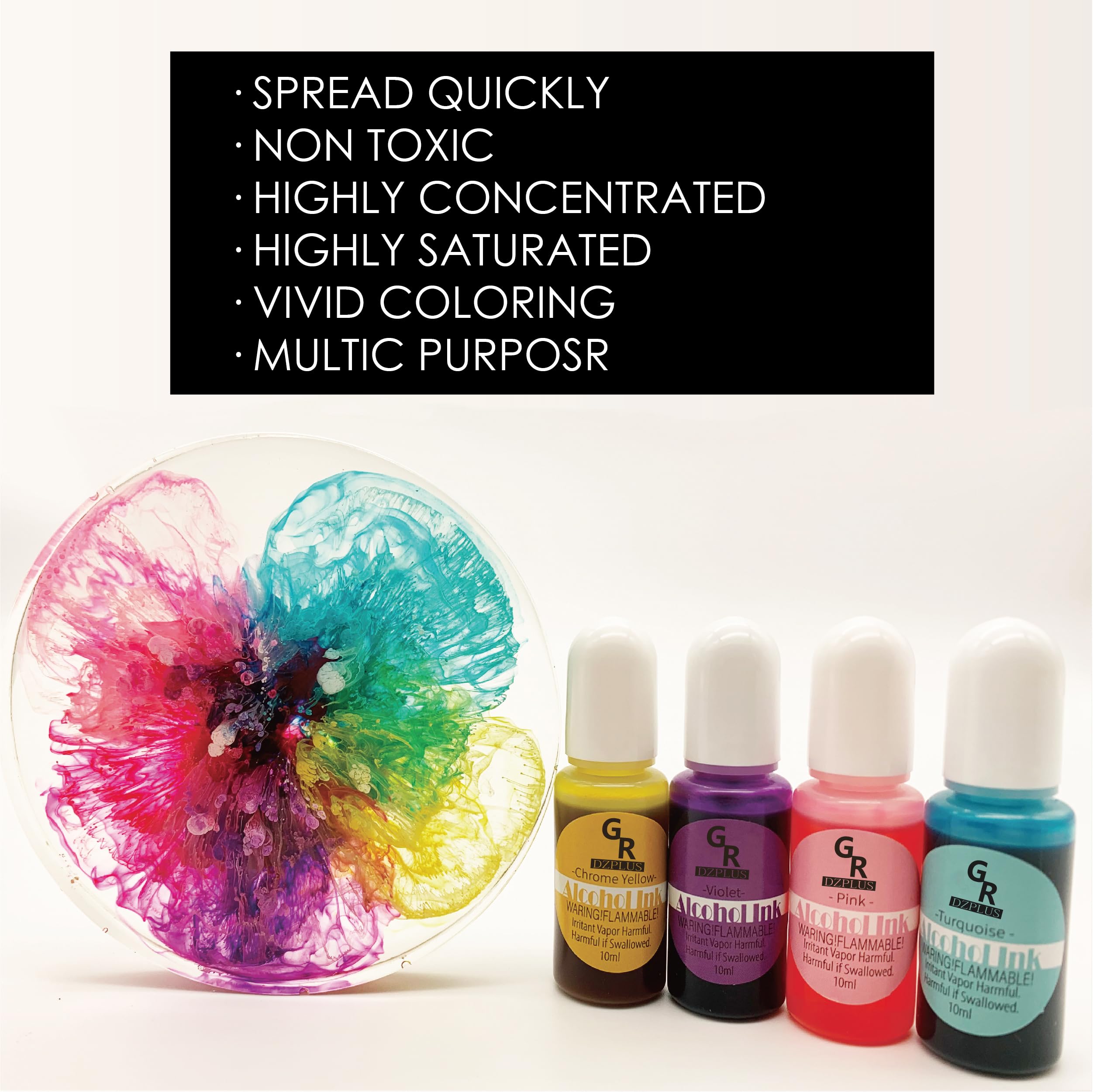 Metallic Alcohol Ink Set -26 Metallic Colors Alcohol Based Ink for Resin Art, Fluid Art,Resin Craft,Resin Petri Dish，Alcohol Ink Paint for Yupo,Tumbler (Metallic 26 Color Set): Normal 26 color set