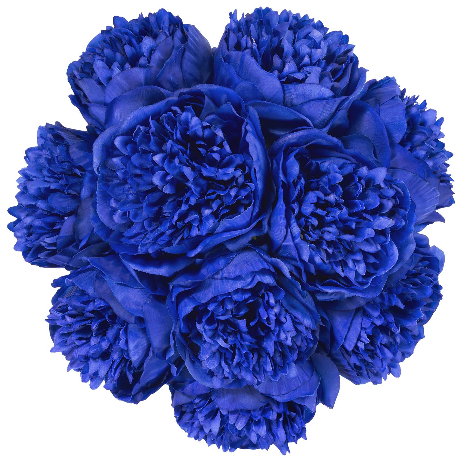 U'Artlines Artificial Peony Silk Flower with Stems 10pcs Real Look Vintage Peonies for Home Wedding Decoration (Navy Blue)