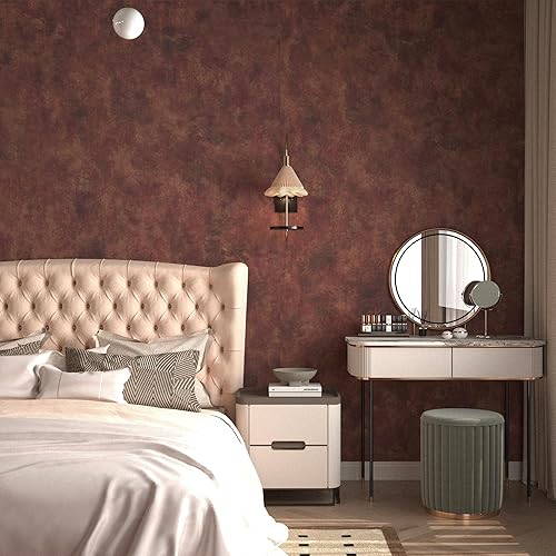 Miniatura 12 de Papel tapiz extra ancho para despegar y pegar, vinilo de hormigón, 48 x 354 pulgadas, color dorado, cobre, marrón/naranja, papel tapiz moderno de