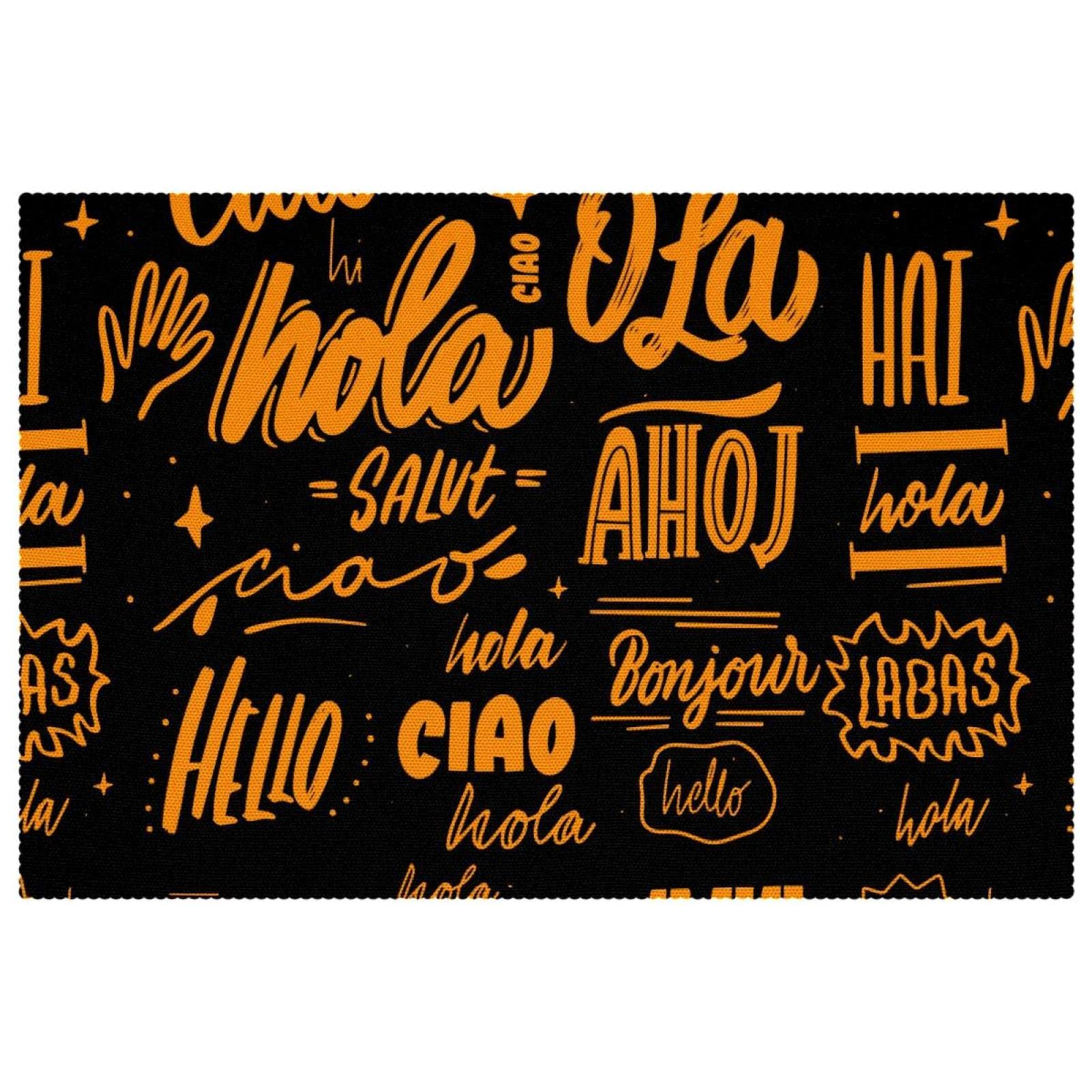 Sets de table Hello différentes langues antidérapants résistants chaleur lot de 6