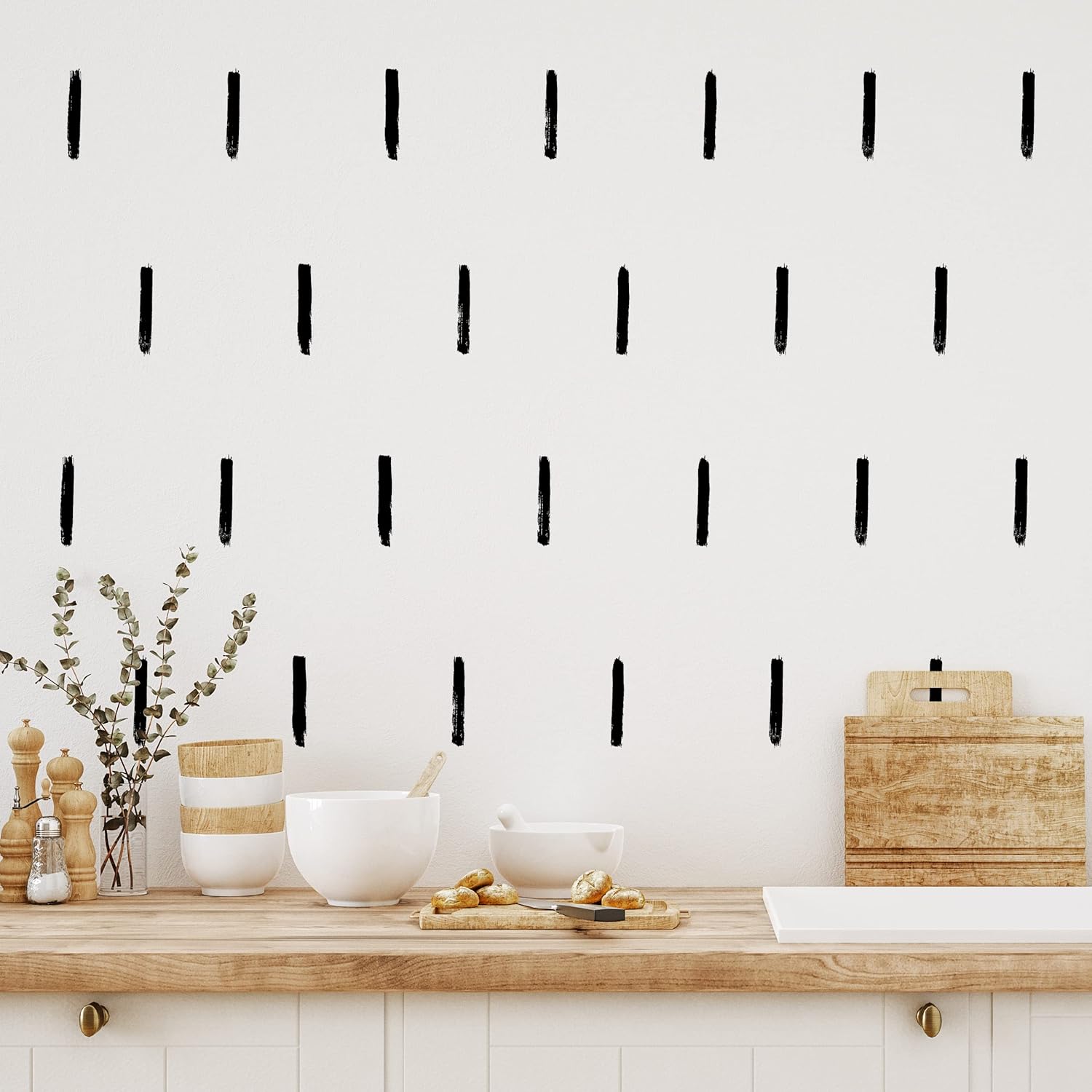 Watercolor Black Line Wall Decals - Set of 270 Vinyl Black Lines Wall Stickers for Nursery Bedroom Bathroom Classroom Decor Removable Peel and Stick Indoor Wall Decor