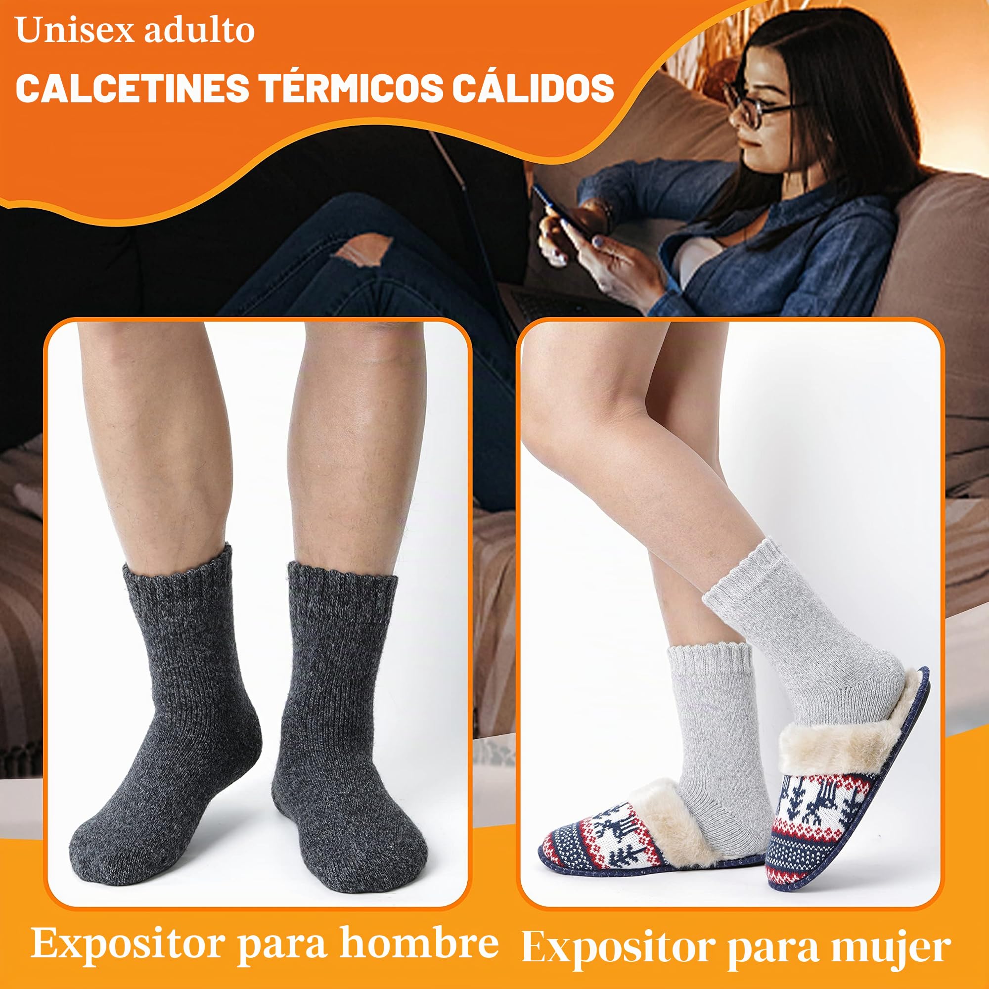 Welwoos 3 Pares Calcetines Termicos Frio Extremo Calefactables para Mujer Hombre, Calcetines Calefactables Invierno Termicos para Esquí Deporte