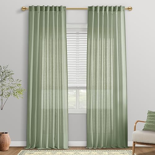 Miniatura 25 de PANELSBURG Cortinas de Lino Blanco de 90 Pulgadas de Largo para Dormitorio, Cortinas Blancas Semi Transparentes con Pliegues en la Parte Posterior