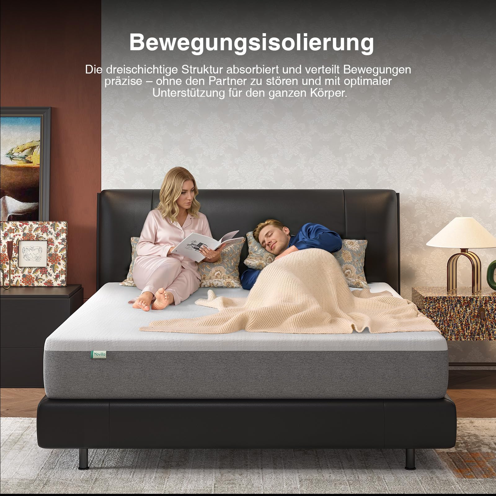 Novilla Matratze 180x200, Höhe 20 cm 7-Zonen Gel Memory Schaum Kaltschaummatratze für Jede Schlafposition, Härtegrad H3 Öko-Tex Zertifiziert, Atmungsaktive Rollmatratze mit Bezug abnehmbar & waschbar