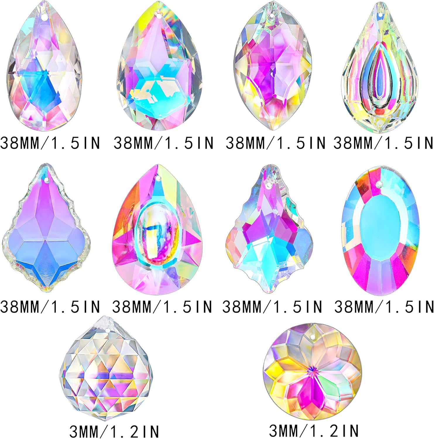 10 Pcs Colorful Crystal Suncatcher Prisms Chandelier Crystals Replacement image 5