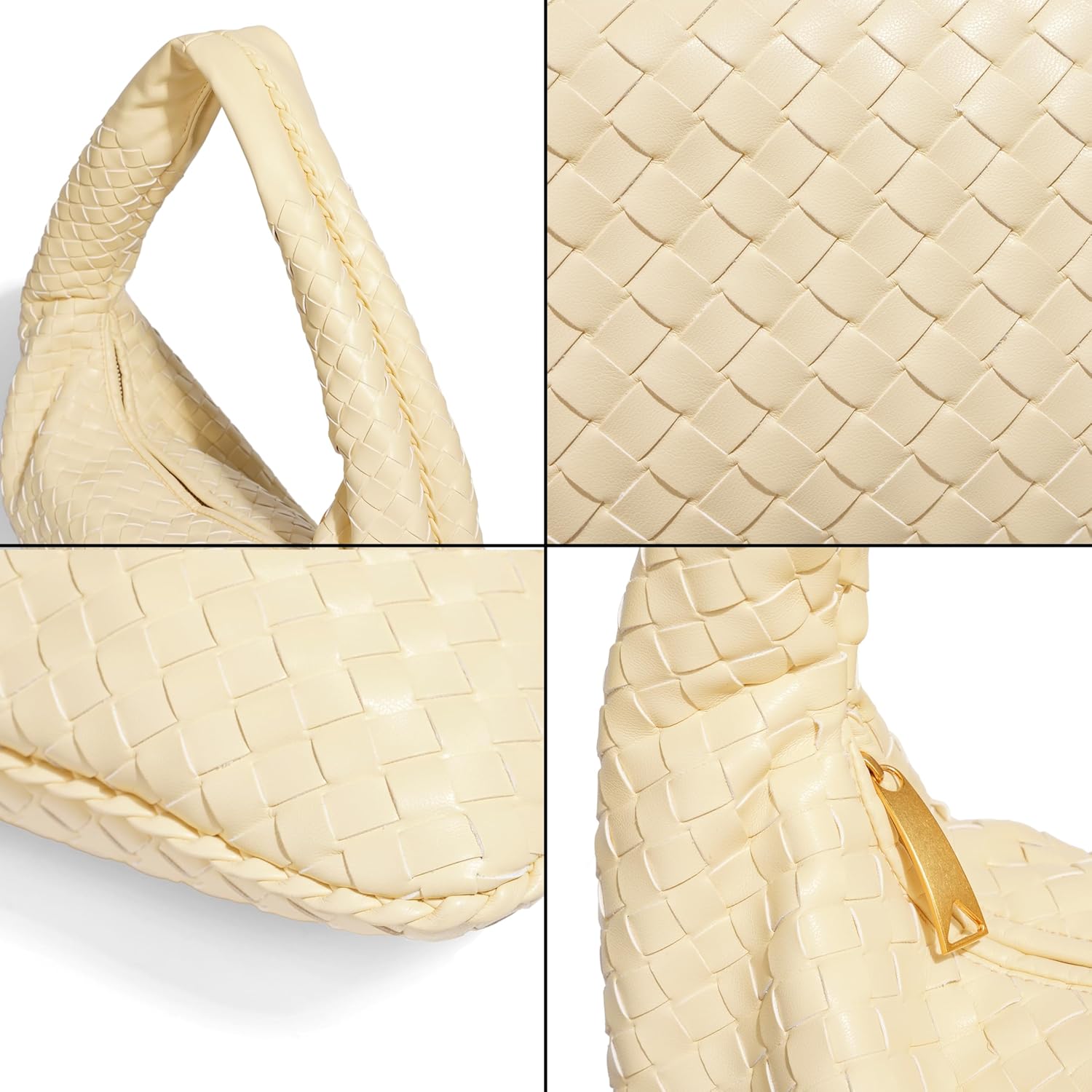 Rejolly Woven Hobo Bag for Women Leather Shoulder Tote Handbag Trendy Purse