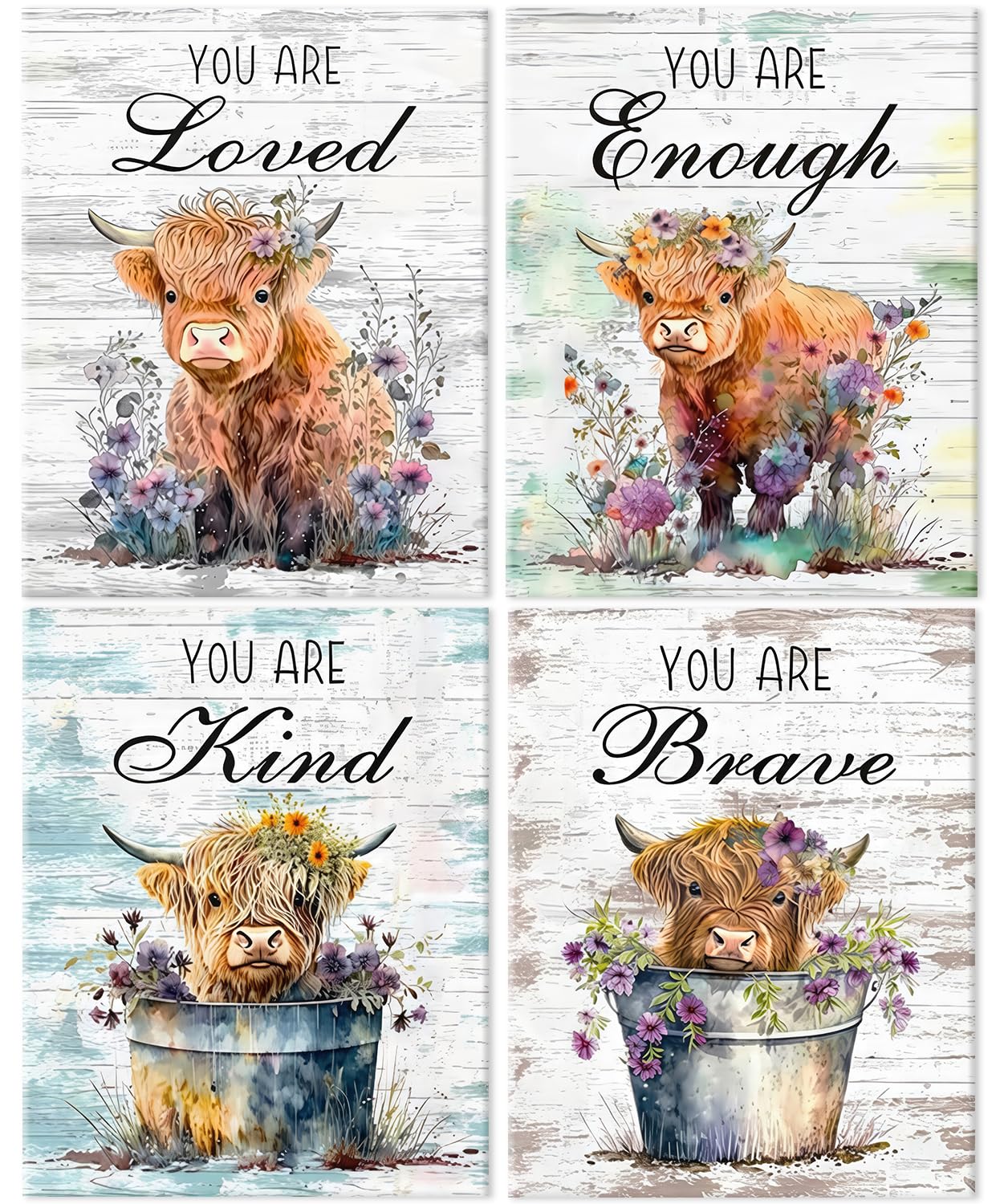 ShengDexin 4 Stück Diamond Painting Erwachsene Tiere Highland Cow Set 20 X 30 cm 5D Diamant Painting Bilder Bastelset DIY Kreativ Set für Erwachsene Geeignet Als Geschenk zur Entspannung und Wanddeko