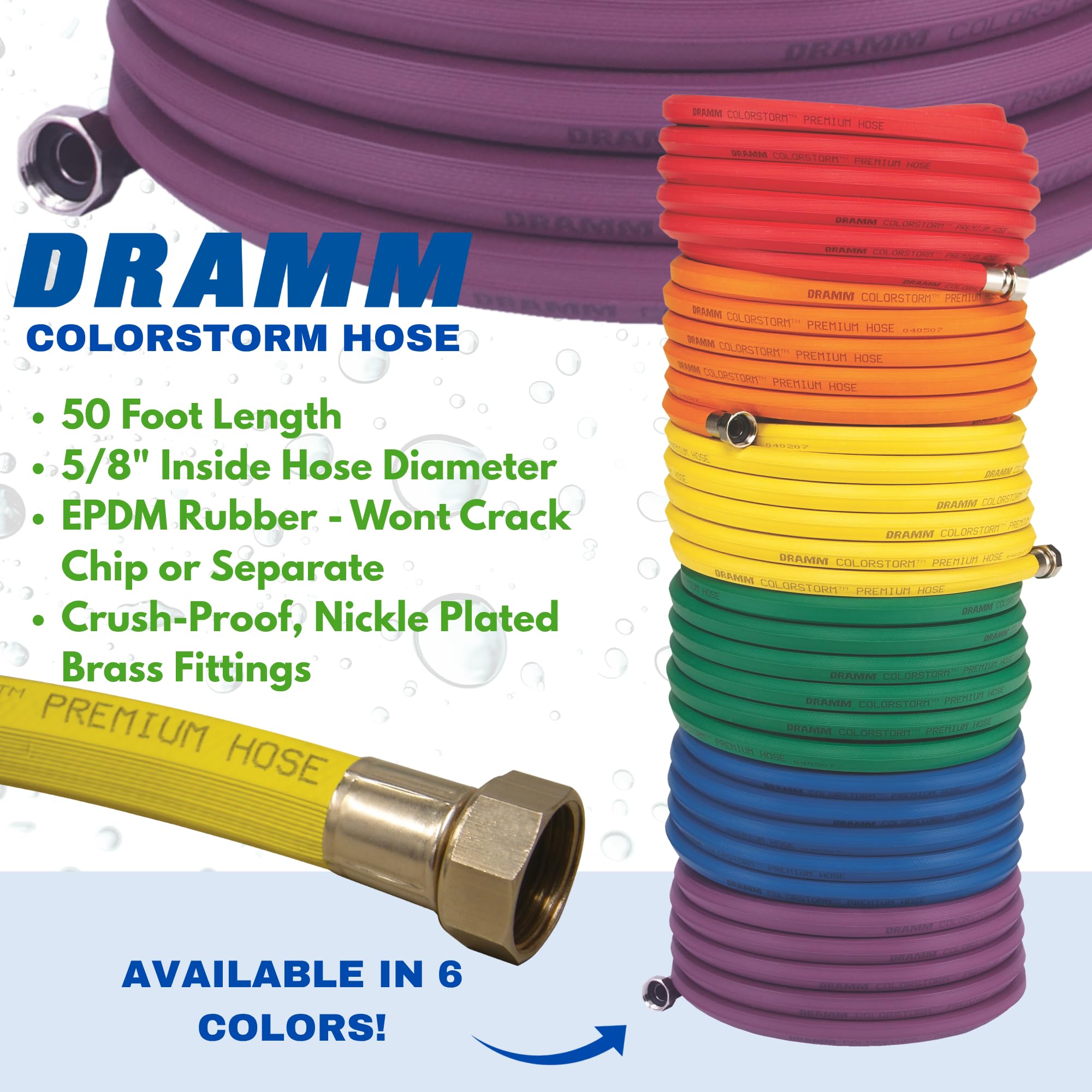 Dramm 17003 ColorStorm Premium 152 cm gumowy wąż ogrodowy, żółty