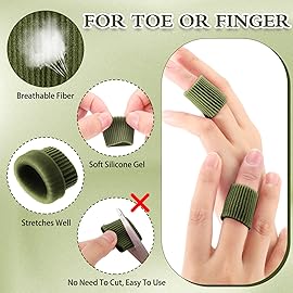 Blulu 24 Pieces Toe Tubes 0.98 Inches Cushion Tube Corn Pads for Toes Sleeves Soft Gel Protectors for Cushions Corns Blisters Calluses 3 Size(Military Green,Assorted Sizes)