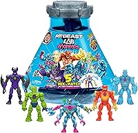 MrBeast Lab Hybrids Mega Pack: Build 5 Mix & Match Action Figures with Color Reveal Experiments - Collect 30+ Beasts