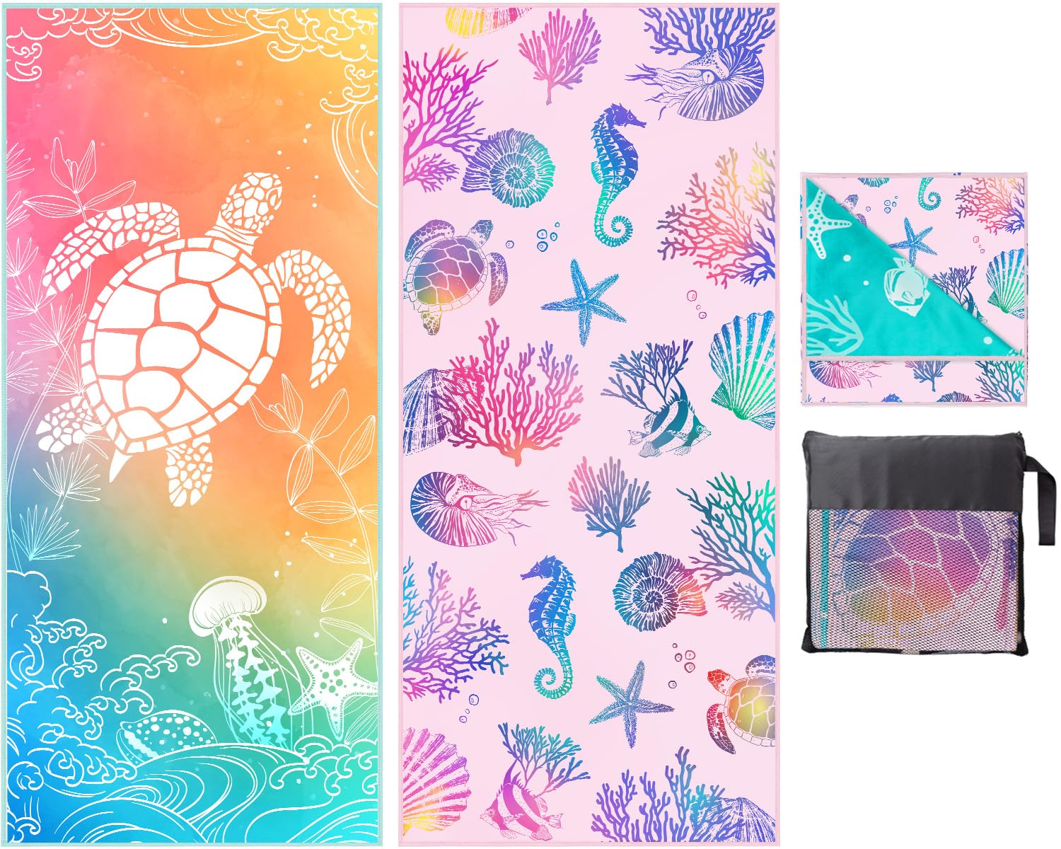 Beach Towel Oversized 2 Pack Extra Large Beach Towels 72"x32" Quick Dry Absorbent Lightweight Sand Free Thin Beach Towel for Kids Men Women Camping