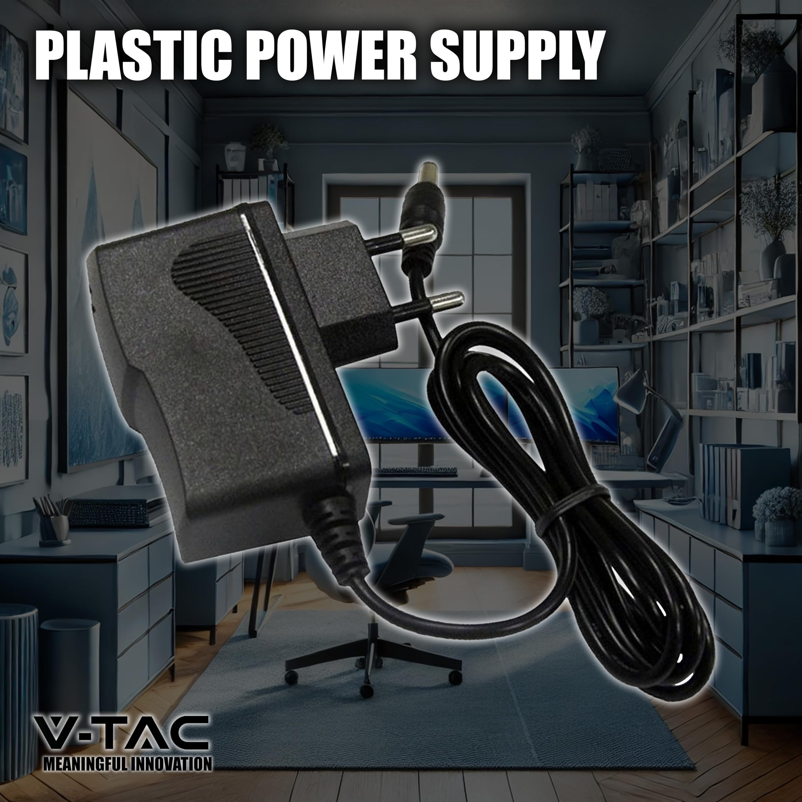 V-TAC Zasilacz 12 V 18 W, 1,5 A do kamer, taśmy LED, modem - transformator 12 V Plug&Play z wtyczką domową do ekranów i urządzeń elektronicznych - Wejście AC 100-240 V - 50/60 Hz