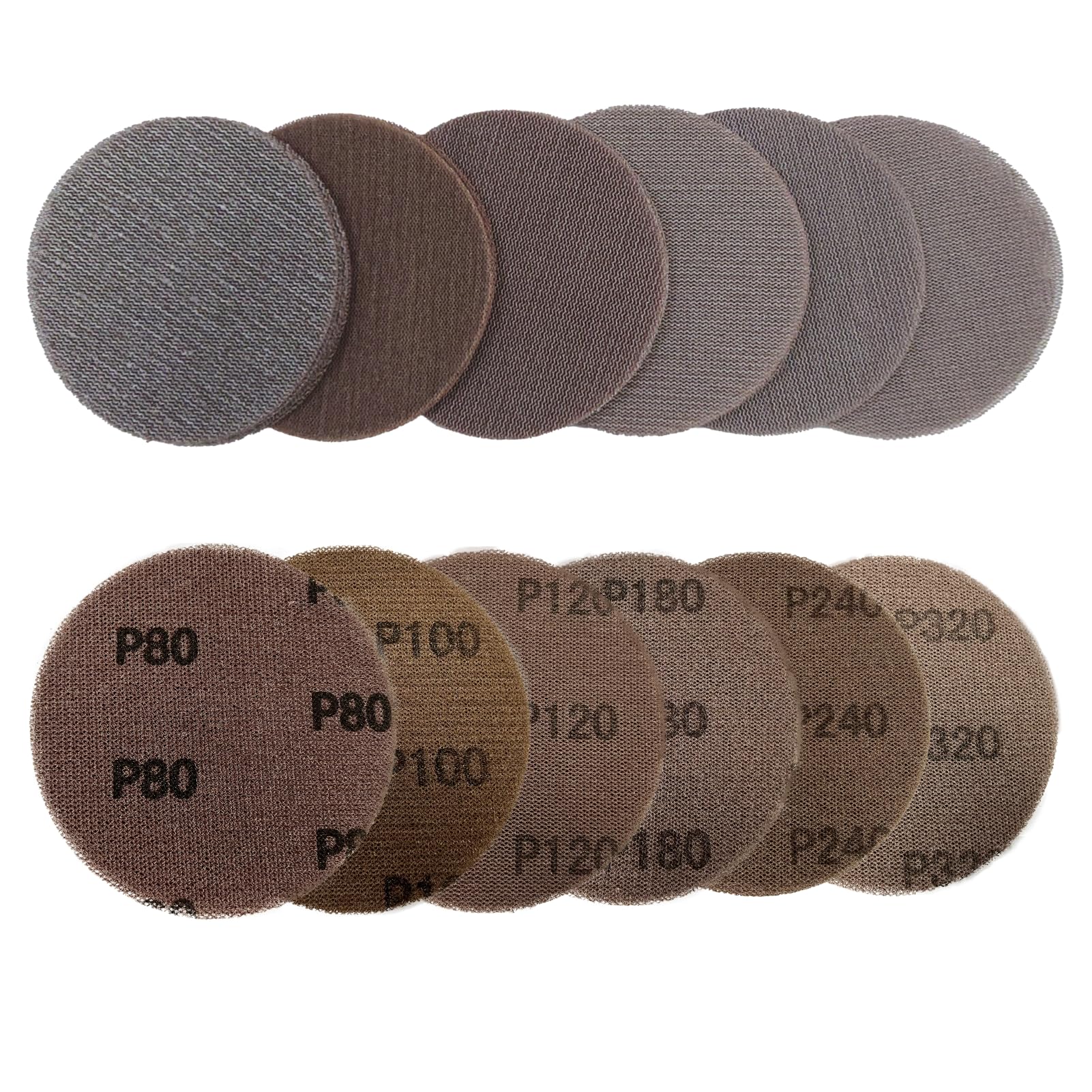 30PCS Mesh Abrasive 5 inch Drywall Sander Sandpaper, Sanding Discs Hook and Loop, 80 100 120 180 240 320 Assort Grit Dust Free Mesh Sanding Pads,