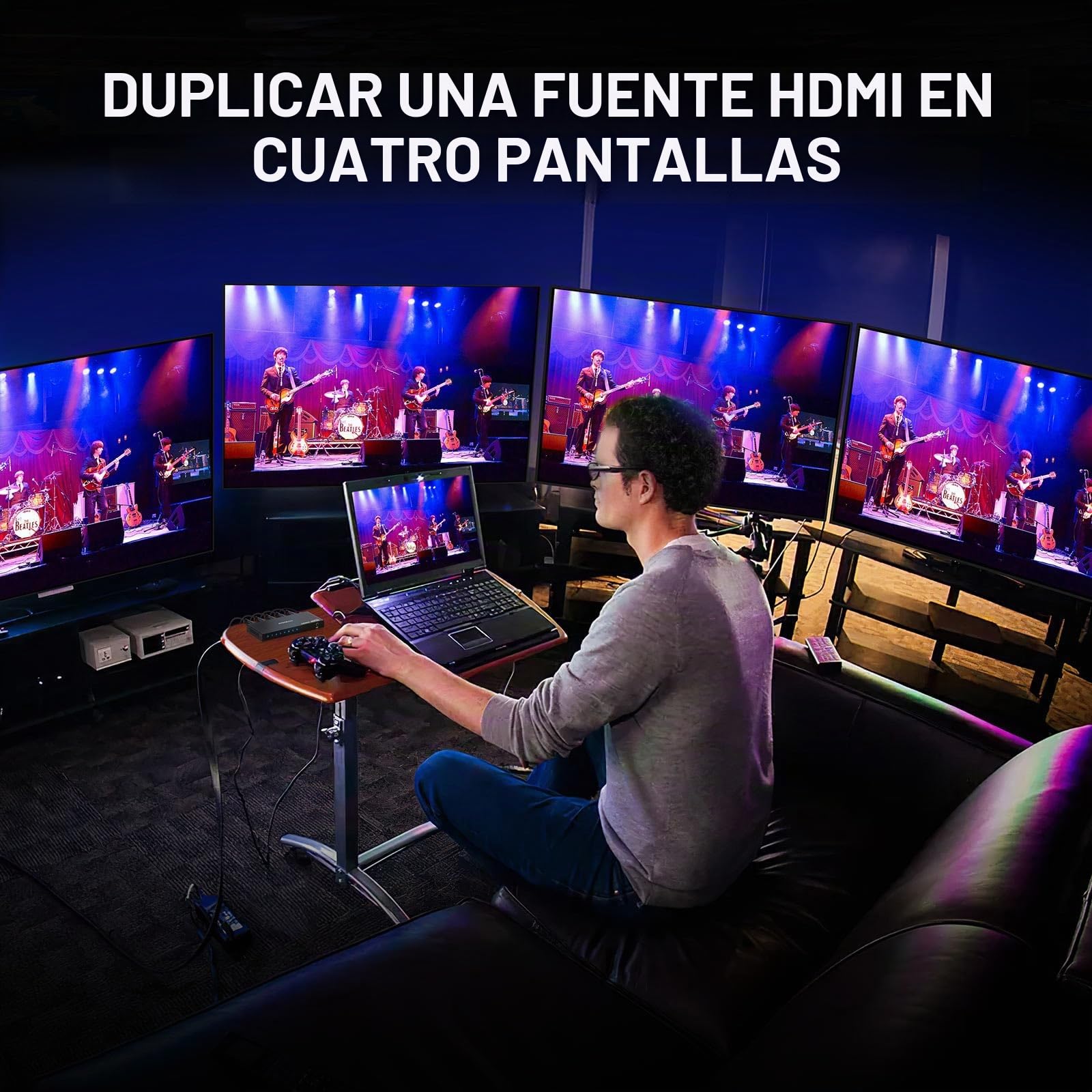 HDMI Splitter 1 in 4 Out 4K 60Hz 4:4:4, AVIDGRAM HDMI Divisor 4 salidas con Copy, Downscaler y Auto Mode para Dual Identical Display Soporte 1080p 120Hz HDMI2.0 HDCP 2.2 HDR10 18Gbps 3D para Xbox, PS5