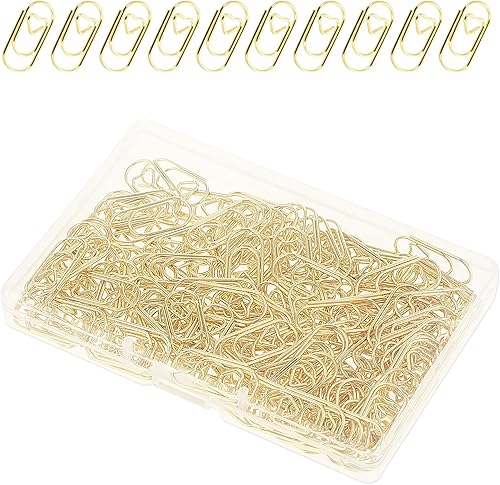 Miniatura 7 de YUXIANLB 150 clips de papel dorados con forma de corazón para oficina, suministros escolares, organizador de documentos, soporte de letras de metal,