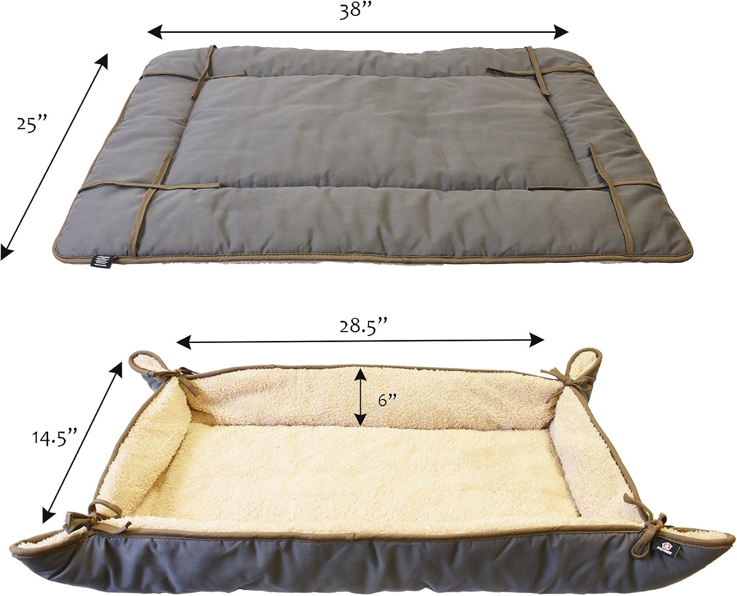 Tirrinia Foldable Pet Bed Mat for Small Medium Dogs Cats Ultra-Soft Plush Nap Pad for Travel Car Camping Kennels Carriers Washable 38" x 25" Grey