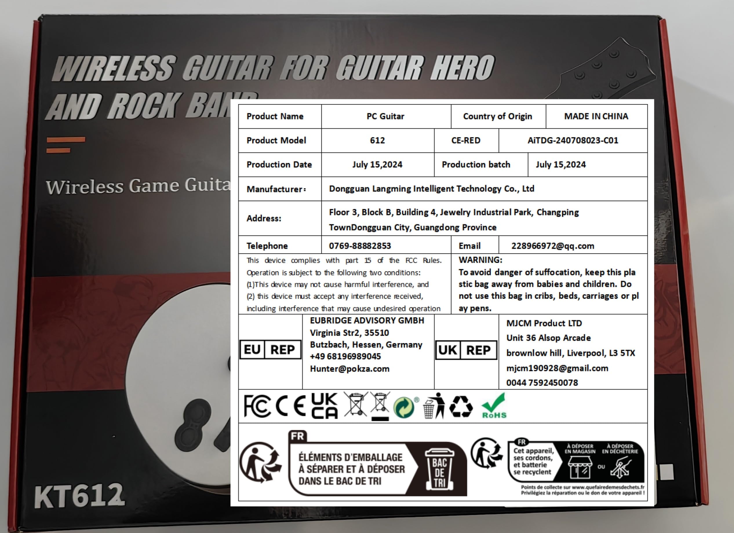 NBCP Controller Guitar Hero per PC e PS3, Chitarra Wireless per Guitar Hero 3/4/5 e Giochi Rock Band 1/2, Chitarra Guitar Hero con Tracolla per Chitarra (Dieci Tasti/Nero)