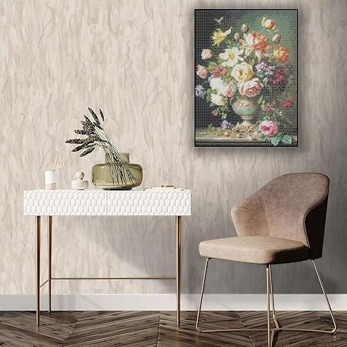 Miniatura 3 de Kit de pintura de diamantes 5D por números, exquisitas flores, kits de pintura de diamantes 5D para adultos, arte de diamantes con accesorios y