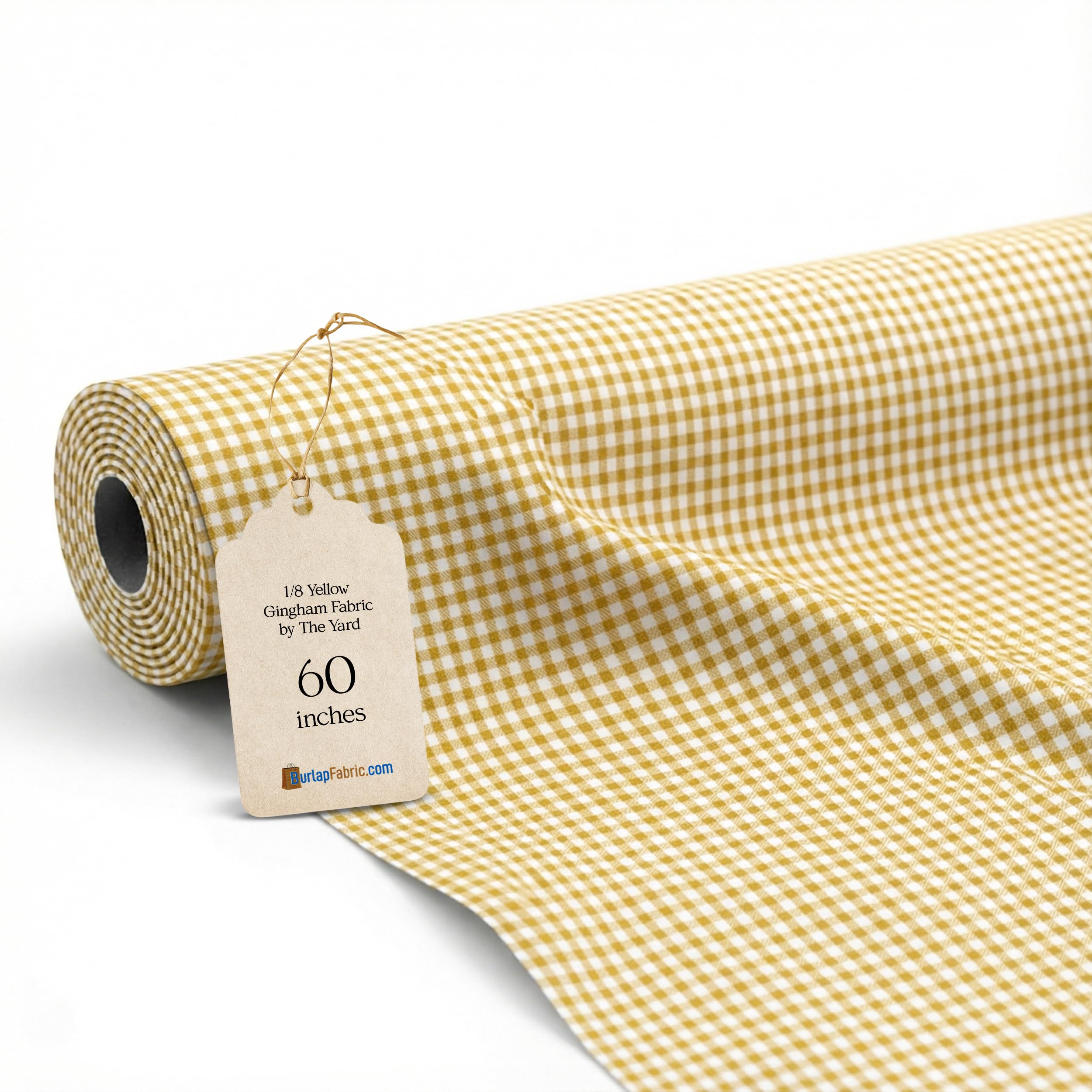 1/8 Inch Yellow Gingham Fabric by The Yard – 60" Wide Polyester Cotton Blend, Lightweight Checked Gingham Material for Sewing, Quilting, Crafts, Table Cloth, Clothing, Bags & Home Décor