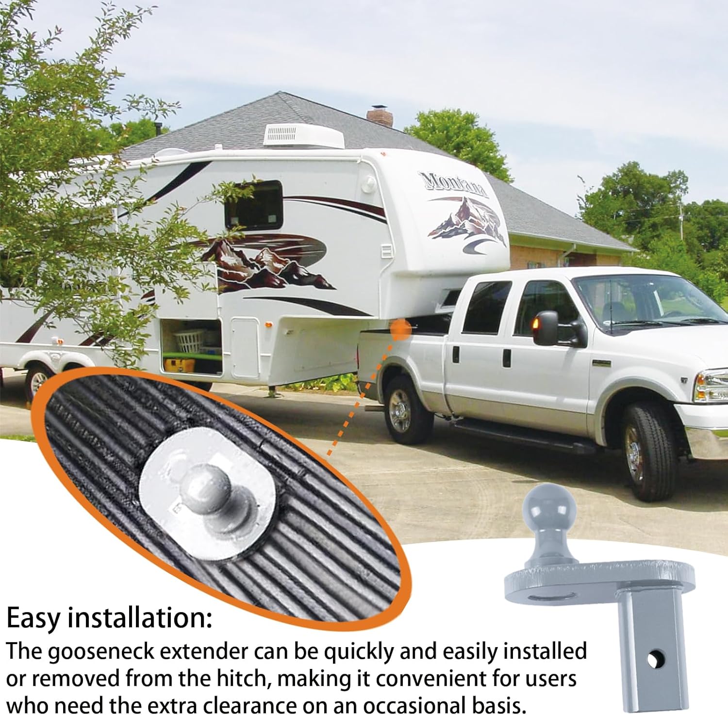 GNXA4085 Gooseneck Hitch Ball Extender Fits for B&W Turnoverball Gooseneck Trailer Hitches,Heavy Duty Gooseneck Extender for Flatbed Trailer RV,4" Offset,2-5/16" Diameter,20000 LB GTW/5000 LB VTW