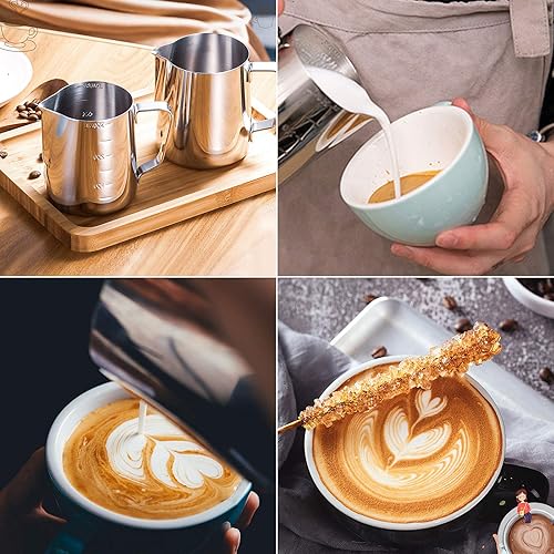 Miniatura 6 de Jarra de espuma de leche de 20 oz20.3 fl oz, jarra de acero inoxidable, jarra de espuma de leche, jarra de café expreso, capuchino, jarra de leche