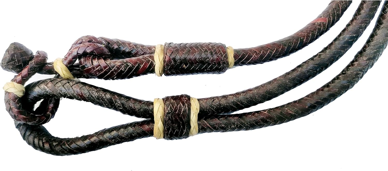Chestnut/Burgundy/Maroon Raw Hide Hand Made Rope Matching Knots Raw Hide Leather Horse Tack Hand-Braided Romal Romel Reins Ranch Rope/Rope Reins-8.5 Ft, 52' Romel