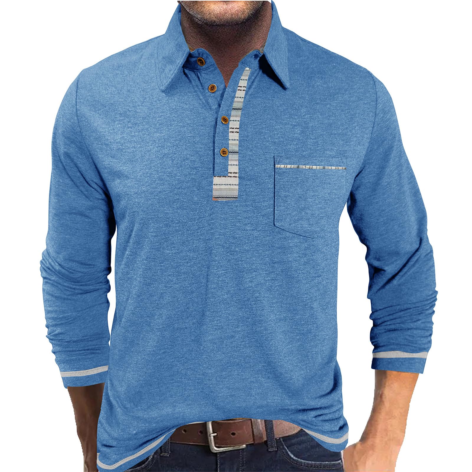 PRIVIMIX Poloshirt Herren Langarm Polo Shirt Pullover mit Kragen Polohemd Golf Rugby Langarmshirt für Männer M-3XL