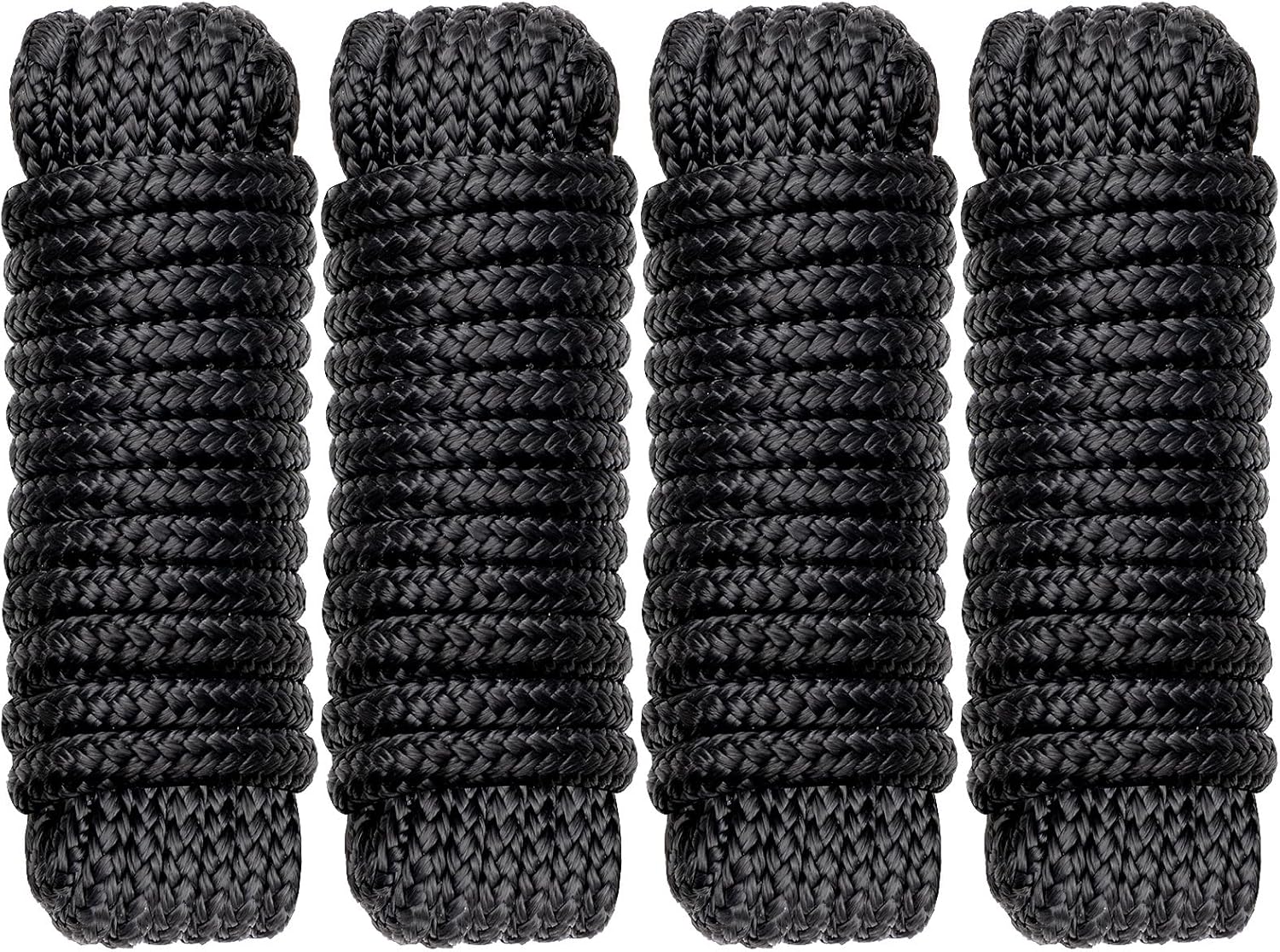Boat Dock Lines Marine Rope - 3/8" x 15ft with Pre-Spliced 12" Loop Double Braided Nylon Ropes Bumper Tie Mooring Line for Boats Docking Pontoon Boating Accessories - 4 Pack