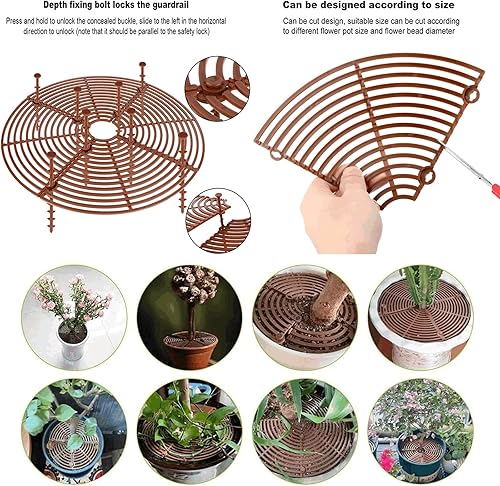 Miniatura 3 de TATQFAT 5 piezas de rejilla de tierra para macetas, cubiertas protectoras de suelo para plantas, rejilla de 20.5 pulgadas, 11.8 pulgadas, rejilla