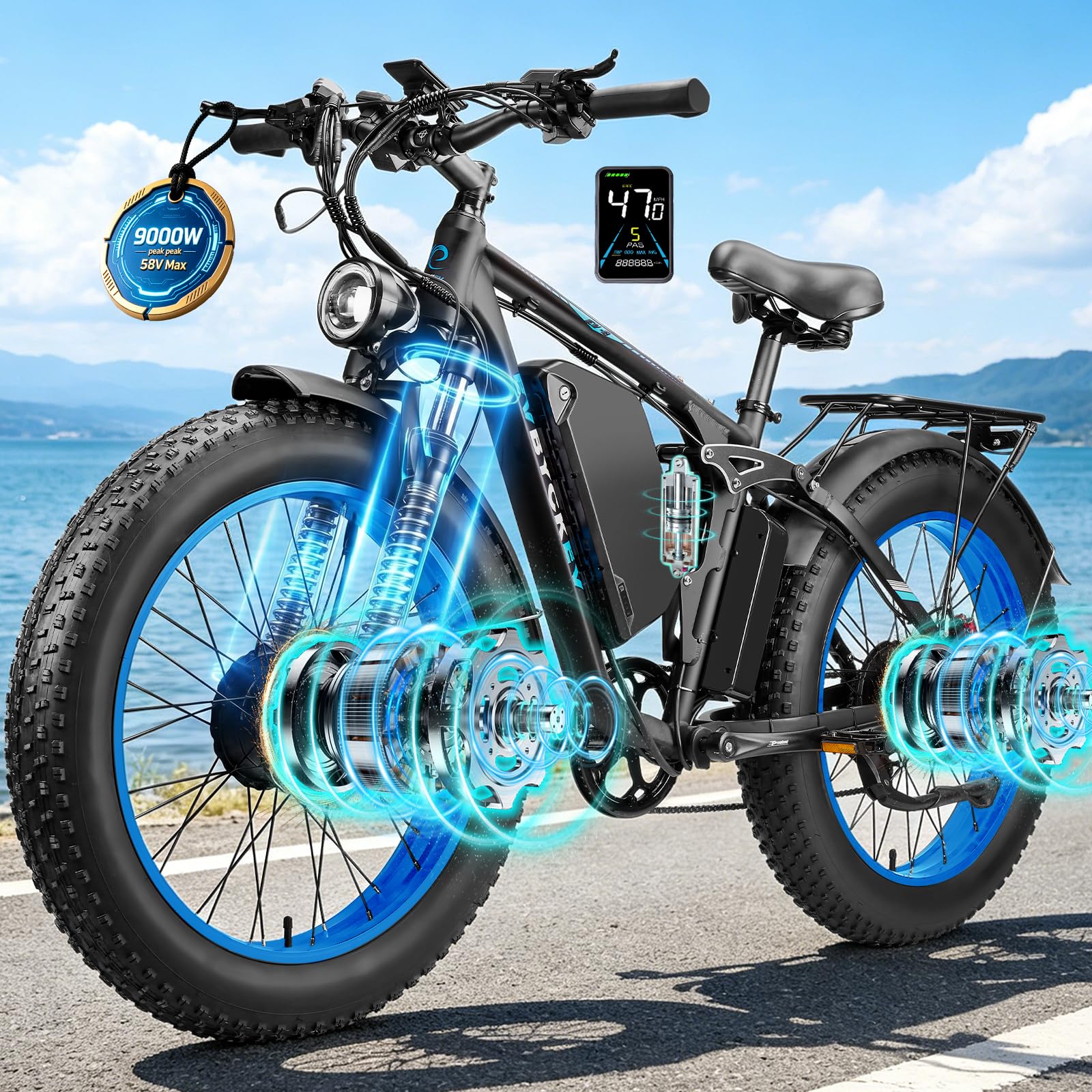 XVYOOYVX 9000W Dual Motor Electric Bike