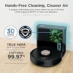 Aspirateur robot Shark AV2501AE AI avec base auto-vidante XL HEPA, Sans sac, Capacité de 60 jours, Navigation LIDAR, Parfait pour les poils d'animaux, Compatible avec Alexa, Connecté Wi-Fi, Tapis et sols durs, Noir