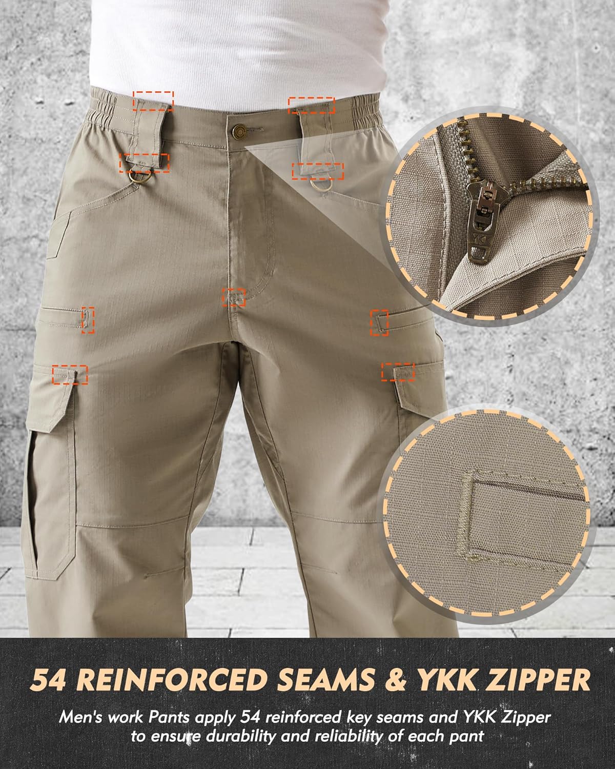 IGOLUMON Men's Stretch Tactical Pants,Ripstop Cargo Pants with 11 Pockets, Lightweight Outdoor EDC Work Hiking Pants - Image 7