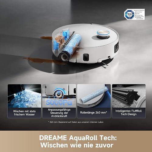 dreame Aqua10 Ultra Roller Complete Robot Aspirapolvere, Aspir. 30.000 Pa | Mocio AquaRoll, Superamento Ostacoli 8 cm, Protezione Rullo, Anti-Groviglio, Evitamento con IA 240+ Oggetti - 3