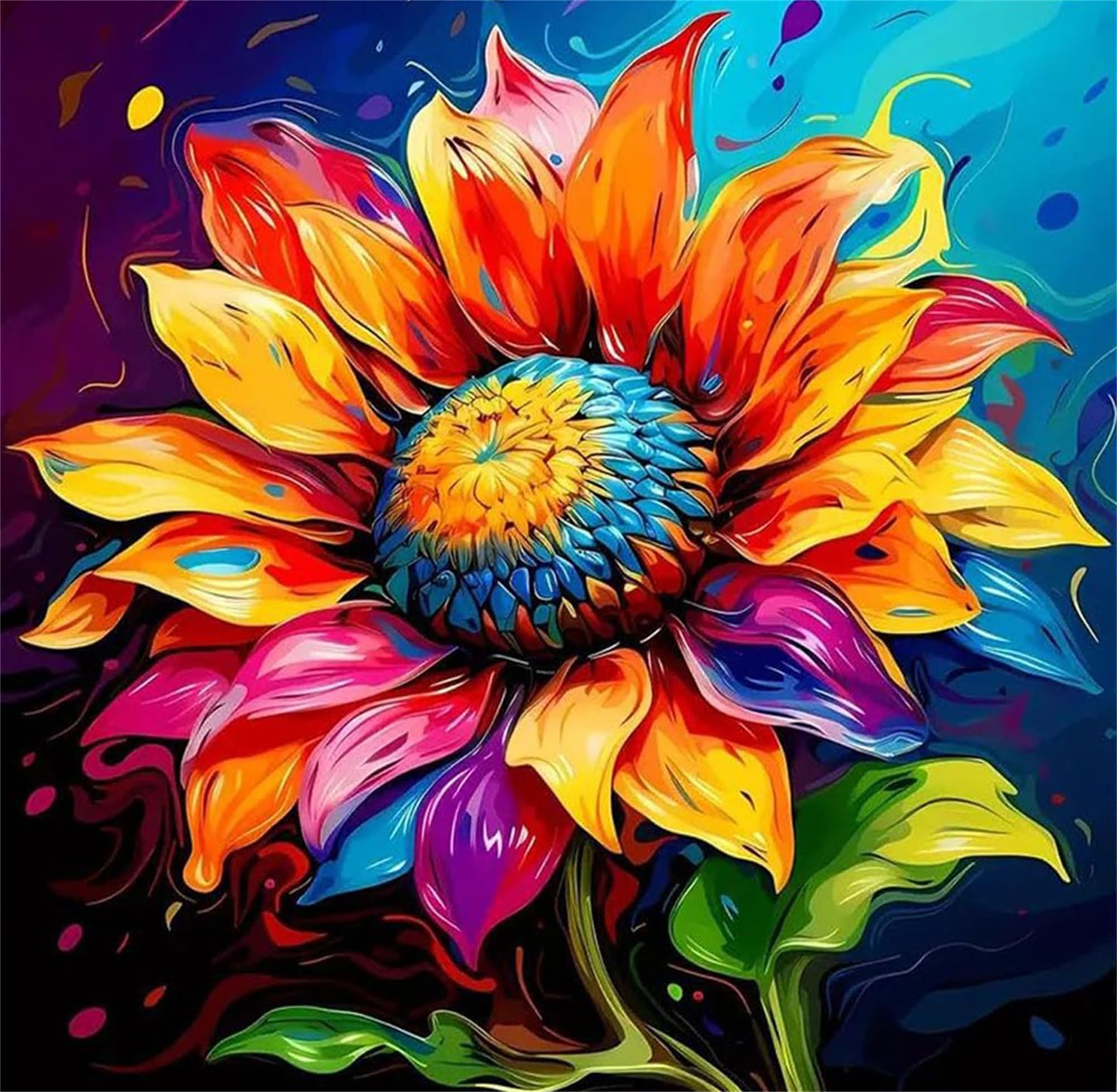 WUJIEJ Paint by Numbers Kit for Adults,DIY Flower Painting Kits on Canvas, Sunflower Color by Numbers,Large Adult Paint by Number for Gifts,Home Wall Decor (Sunflower, Frameless)