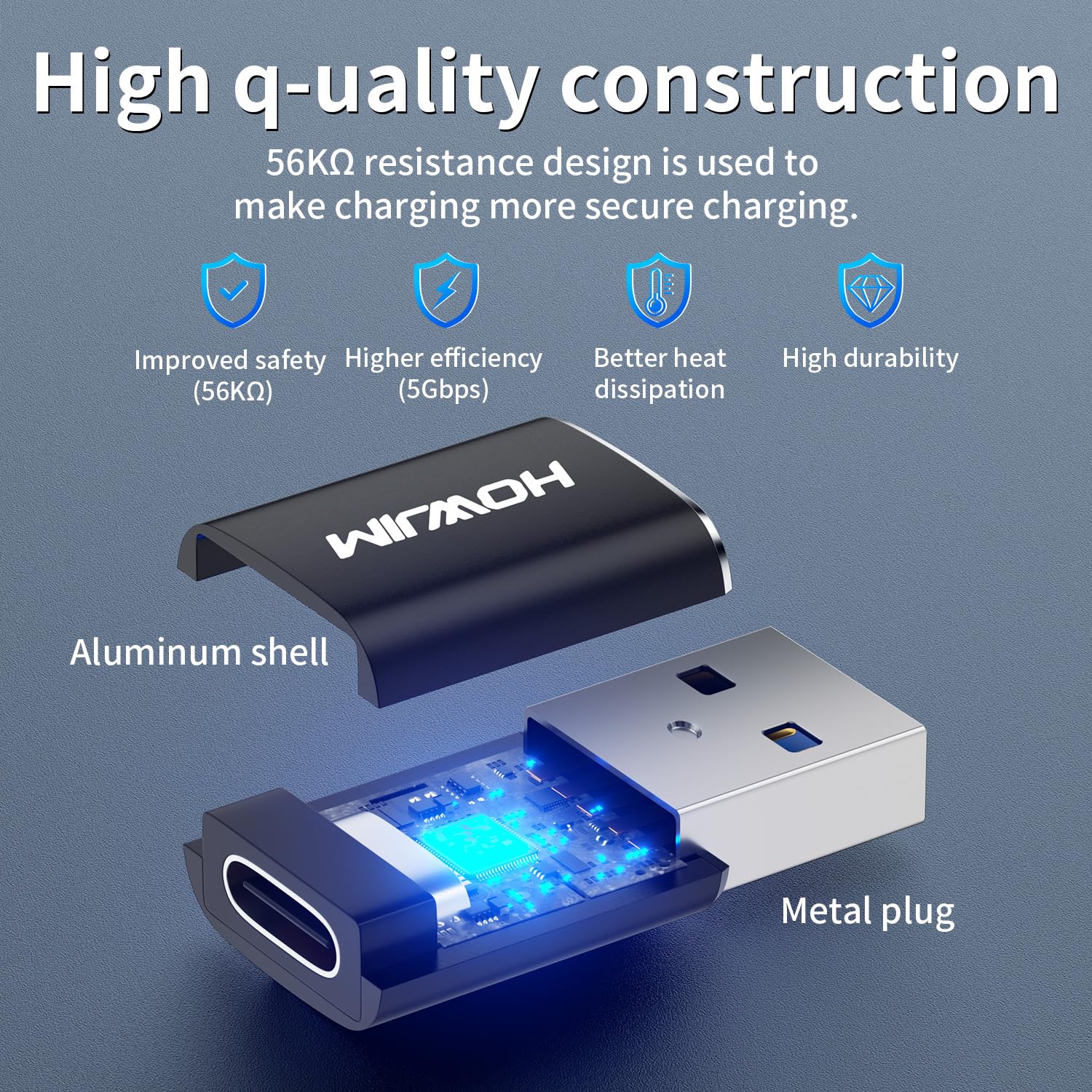 Paquete de 4 adaptadores USB a USB C, USB C hembra a USB 3.0 macho, transferencia de datos de carga rápida de 5 Gbps para M-acBook, i-Pad, i-Phone 15 16, G-alaxy, X-Peria, A-pple Watch