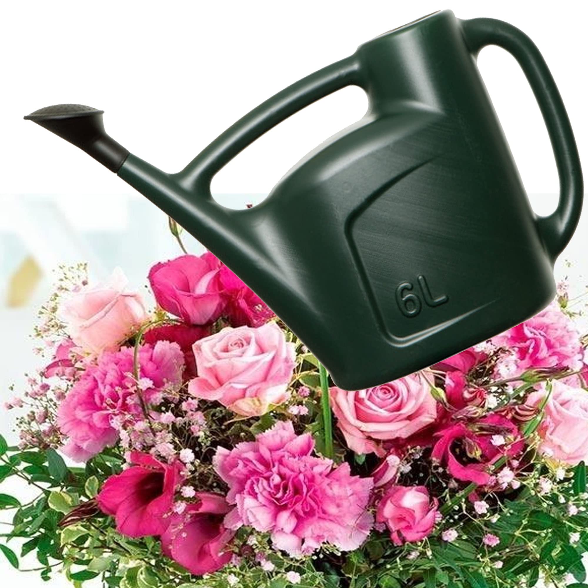 6L Watering Can Green Plastic Watering Can with Rose Garden Plants Indoor Outdoor Water Sprinkler (2)