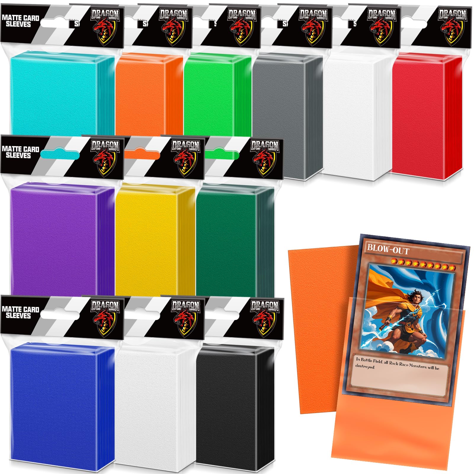 Kitoyz 1200Pcs Card Sleeves for Trading Cards,Matte Card Penny Sleeves Deck Card Protectors Fit for MTG,TCG,Baseball,Game Cards(12 Colors)
