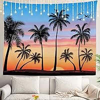 Vista 10 de Shrahala Palm Trees Los Angeles - Tapiz psicodélico grande para dormitorio y sala de estar (51.2 x 59.1 pulgadas, azul 1)