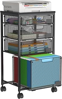 Sbanmao Rolling File Cart with 4 Storage Drawers, Filing Cabinet for Home Office, Hanging File Folder Organizer with Wheel...