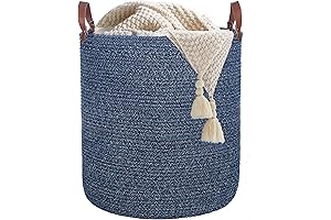 Caroeas Extra Large Navy Blue Laundry Basket