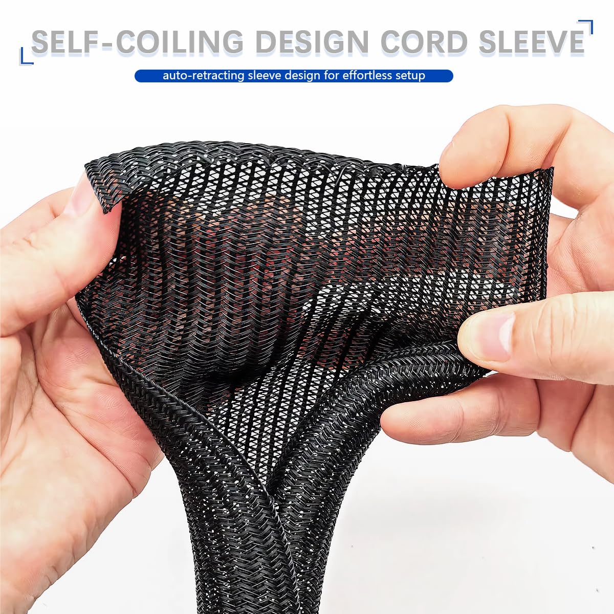ILLUVA 10FT Black Cable Tidy Sleeve (Φ1/2"), Flame-Retardant Desk Cable Management for USB & Computer Wires - Image 4