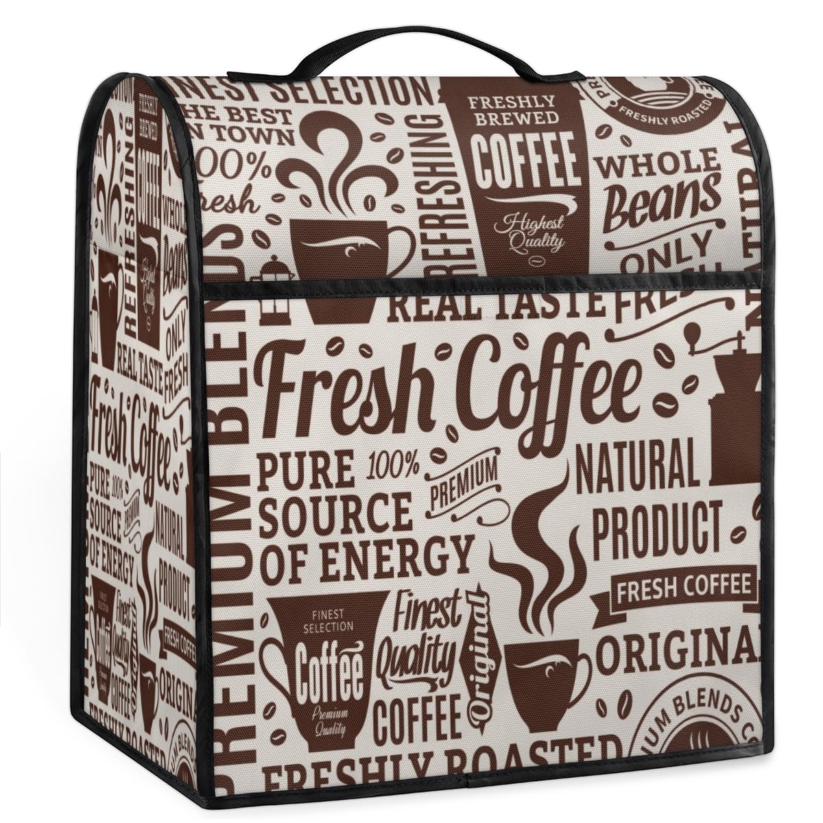 Coffee Shop Theme Stand Mixer Cover Kitchen Appliance Protection Cover Waterproof Dust-proof Cover Organizer Bags with Pockets and Top Handle