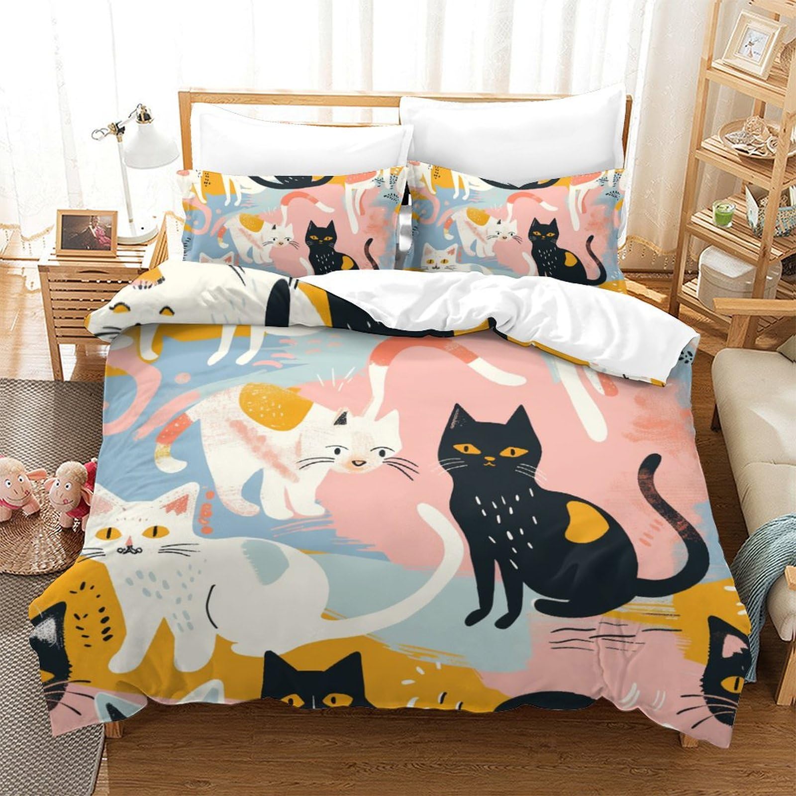Housse de couette chat 3D pour chambre d'enfant et ado passionné d'animaux
