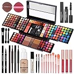 Professional Big Makeup Kit for Teens Girls & Women Full Kit, Beauty Case with Beginner Cosmetics Sets, All-in-One Make Up Gift Box with Lipgloss, Eyeshadow,Blush,Highlight,Brow&Liner Pens,Brush,etc