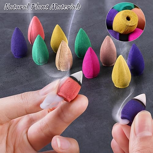 Miniatura 3 de Aodaer 450 conos de incienso de cascada de aromas naturales coloridos para quemador de incienso de reflujo - Meditación natural y regalo de yoga