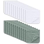 Ease Cubs Muslin Burp Cloths Large 100% Cotton Hand Washcloths for Boys & Girls, Baby Essentials Extra Absorbent and Soft Burping Rags for Newborn Registry (White & Green, 24-Pack, 20 X10)