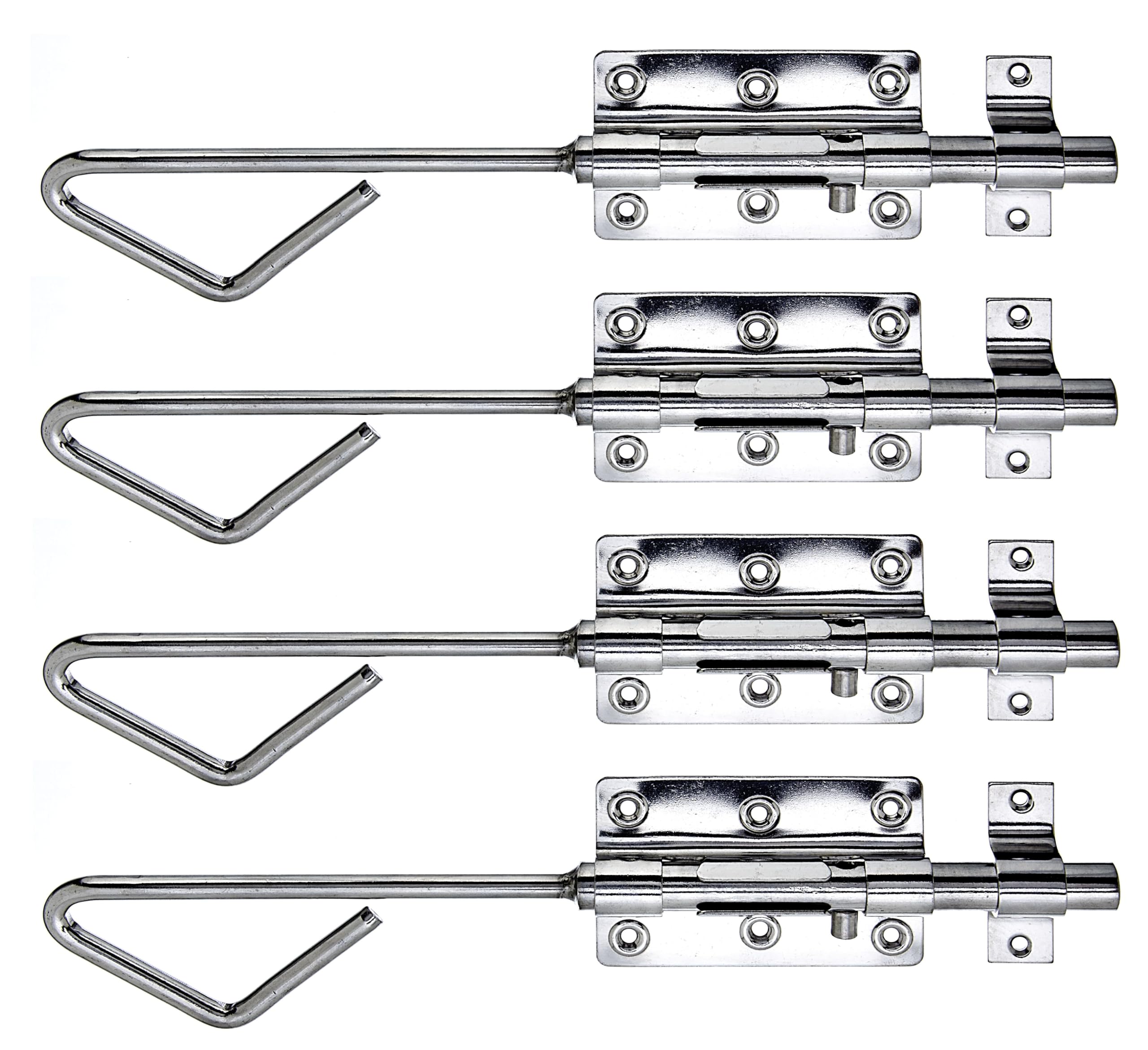 Loquet de serrure à boulon Alberts en acier inoxydable avec boucle fixée - Lot de 4